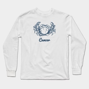 Cancer Zodiac Horoscope Crab with Flower Sign and Name Long Sleeve T-Shirt